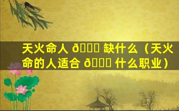 天火命人 🐒 缺什么（天火命的人适合 🐎 什么职业）